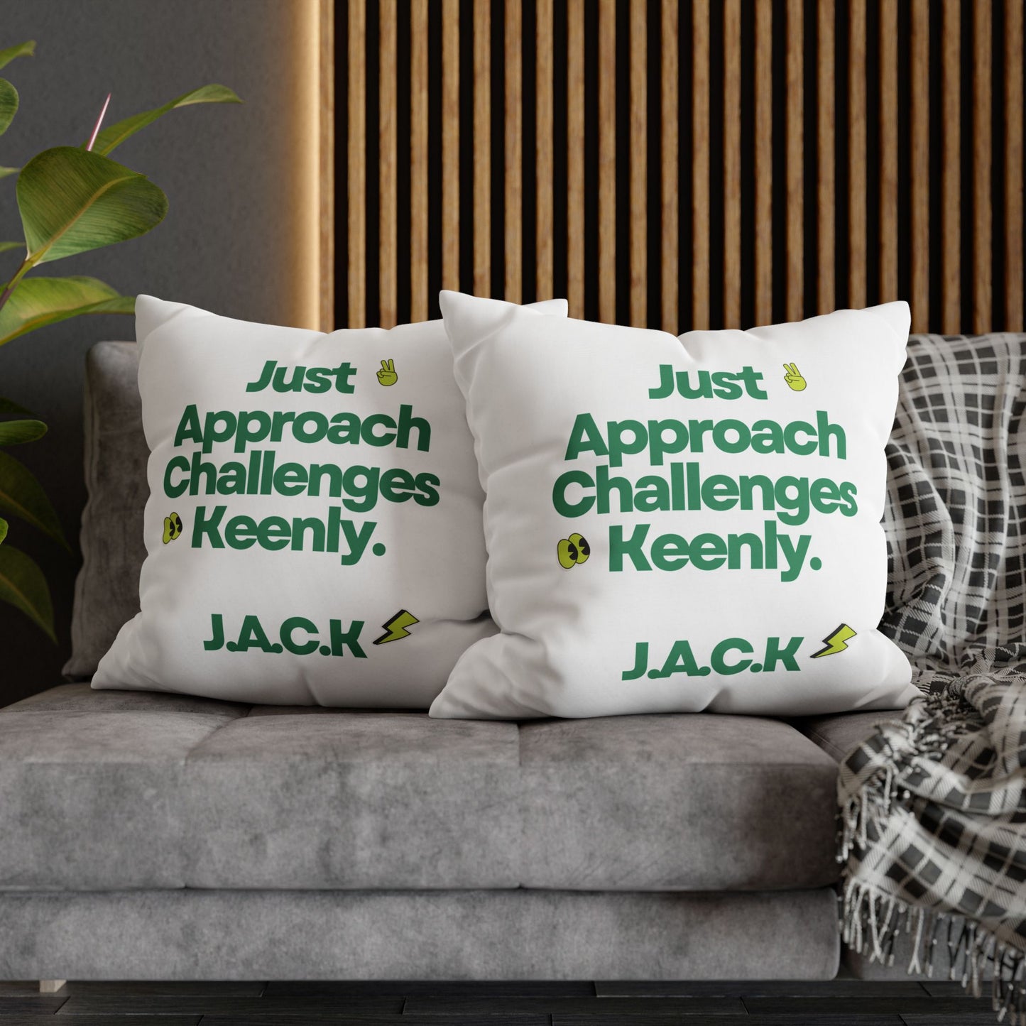 Personalized Initial Quote Simple Note — Custom Sayings on Square Poly Canvas Pillowcase