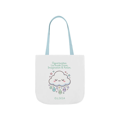 Personalized Initial Quote Cloud Dripping Canvas Tote Custom Name