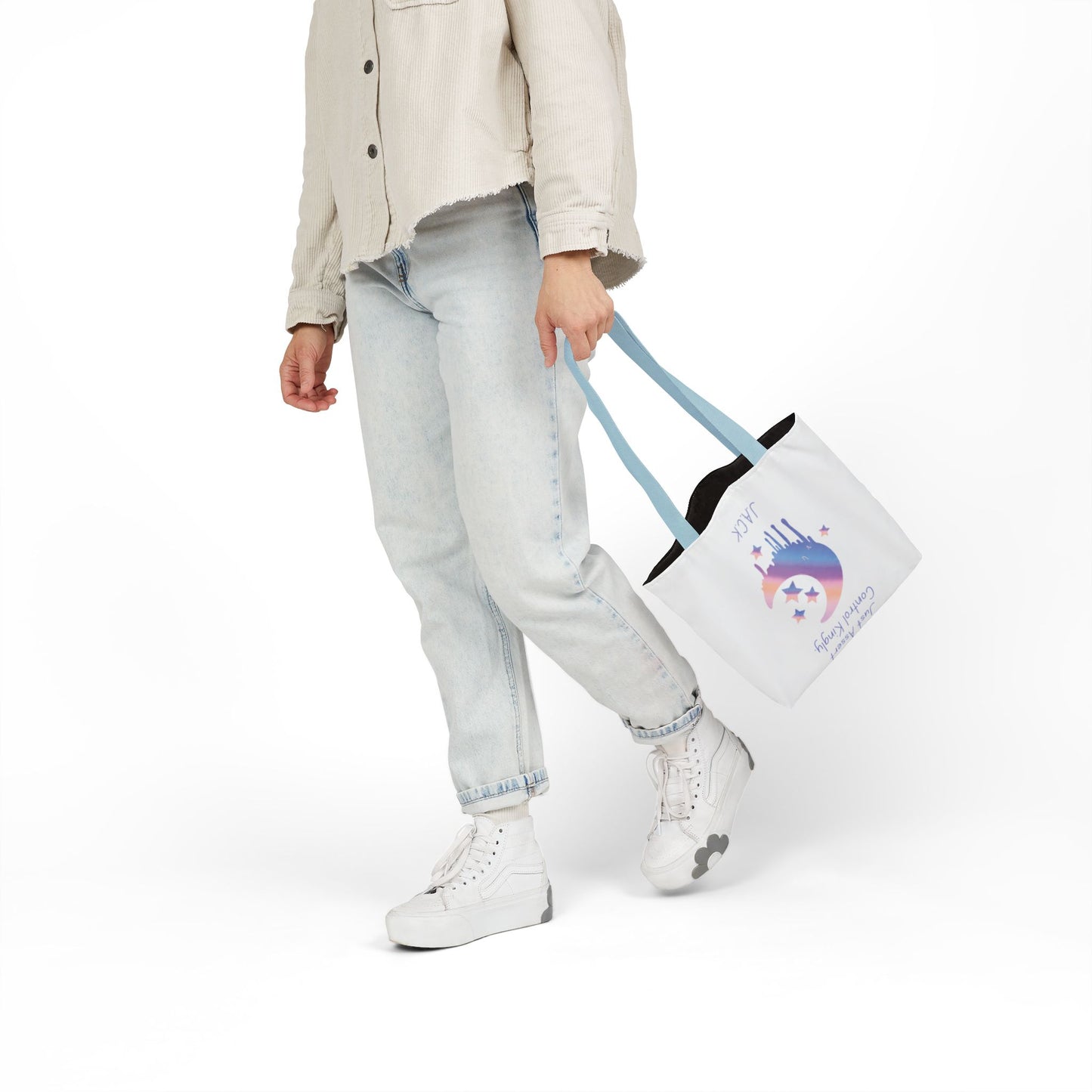 Personalized Initial Quote Moon Dripping Canvas Tote Custom Name