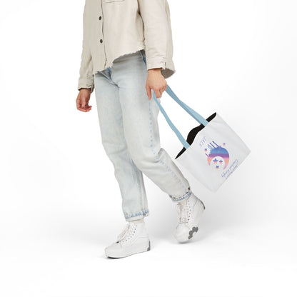 Personalized Initial Quote Moon Dripping Canvas Tote Custom Name