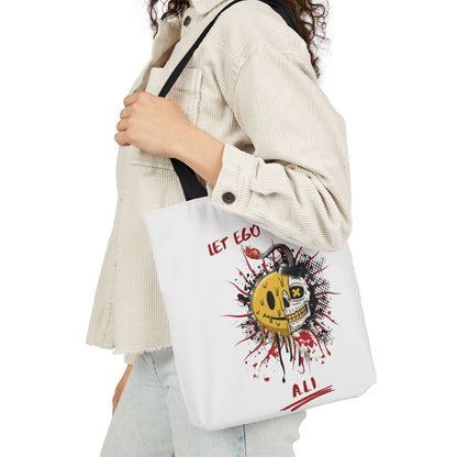 Personalized Initial Quote Split Smile Skull Canvas Tote Custom Name