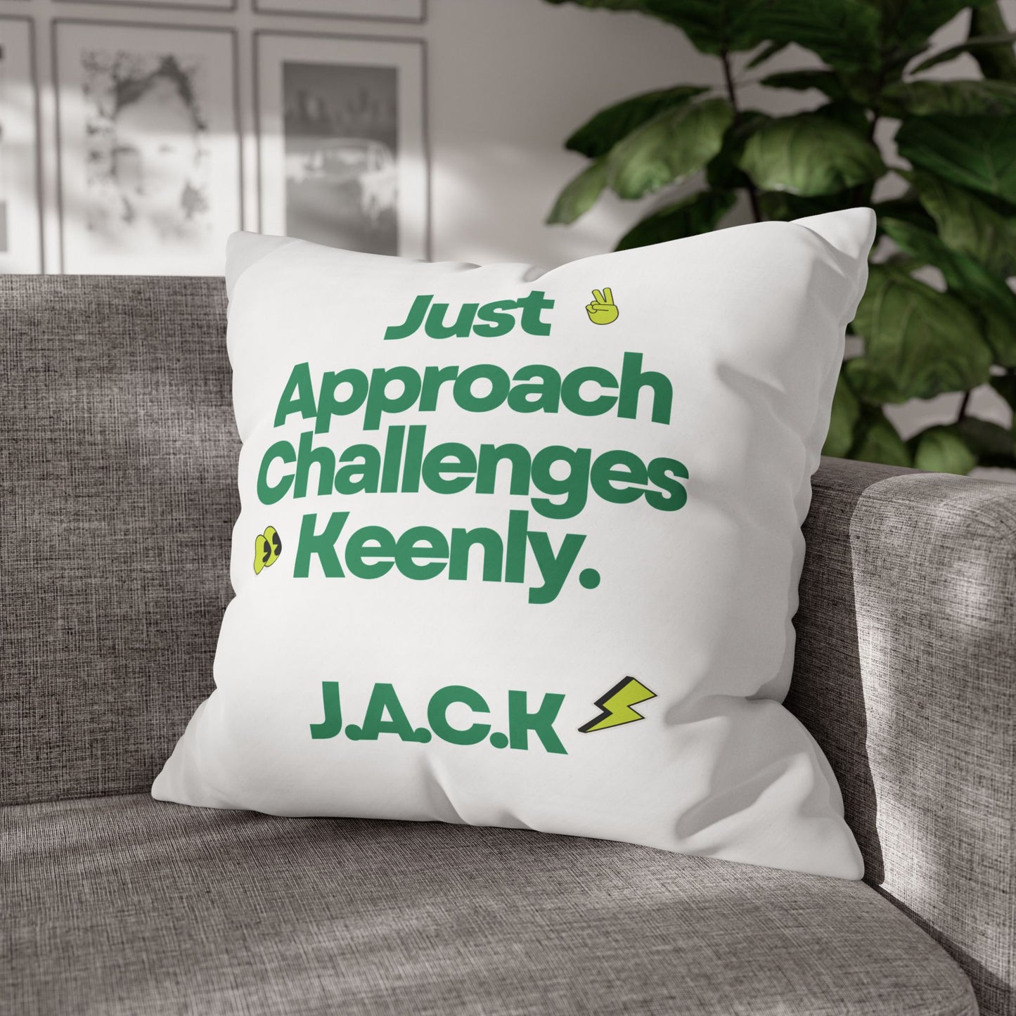 Personalized Initial Quote Simple Note — Custom Sayings on Square Poly Canvas Pillowcase