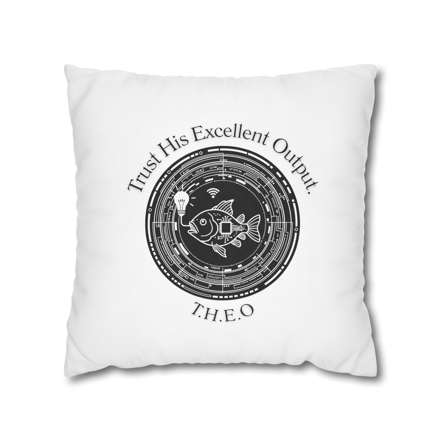 Personalized Initial Quote Fish — Custom Sayings on Square Poly Canvas Pillowcase