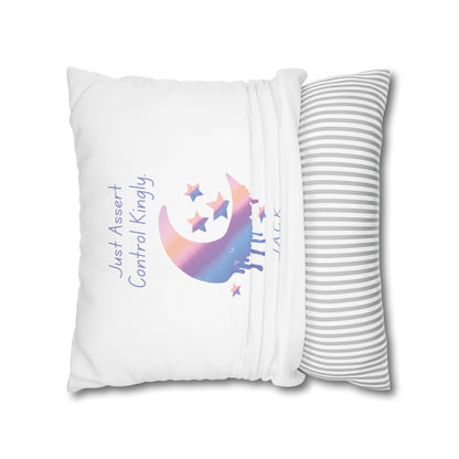 Personalized Initial Quote Moon Dripping — Custom Sayings on Square Poly Canvas Pillowcase