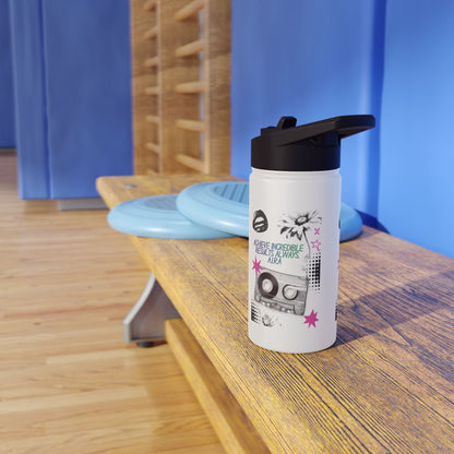 Personalized Initial Quote Cassette Stainless Steel Water Bottle