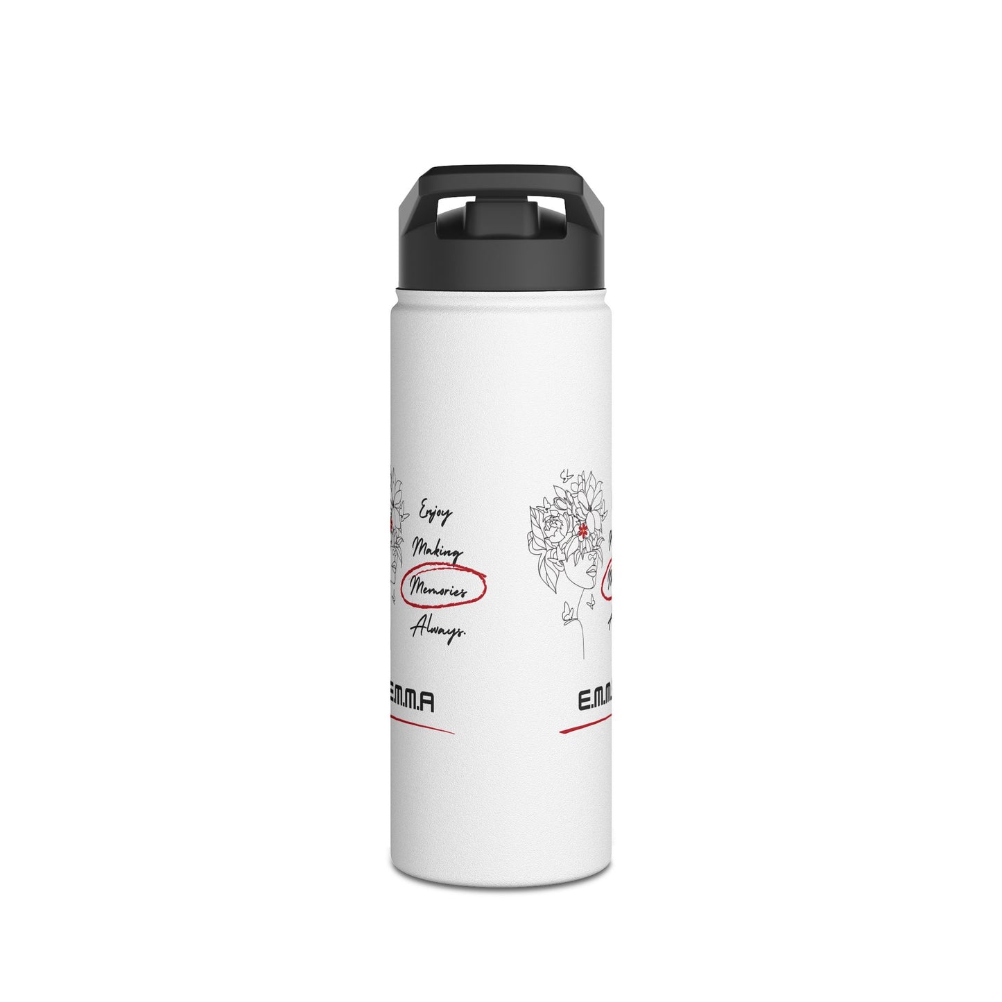 Personalized Initial Quote Floral Girl Stainless Steel Water Bottle
