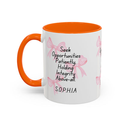 Personalized Pink Bow Accent Coffee Mug