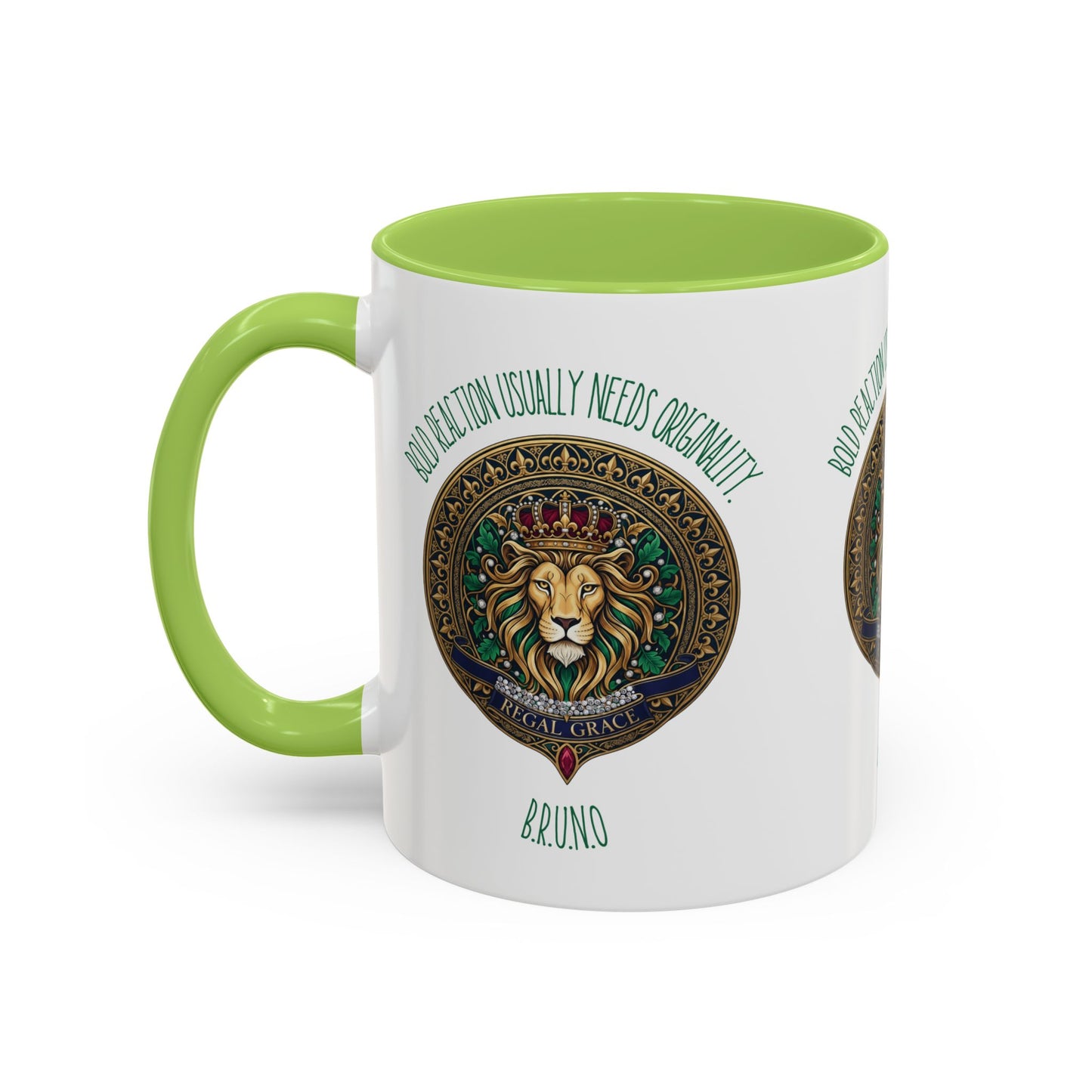 Personalized Initial Circled Lion Accent Coffee Mug