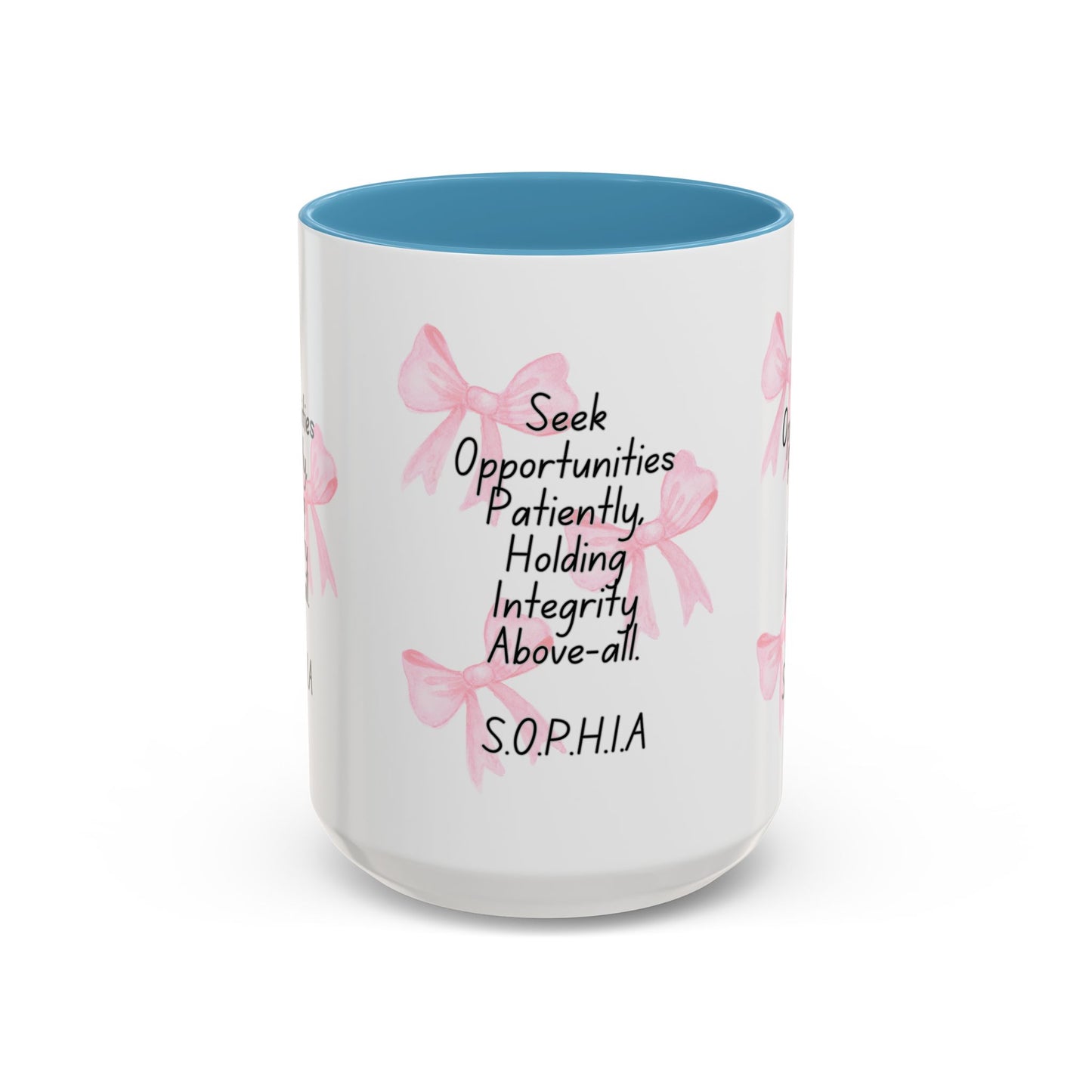 Personalized Pink Bow Accent Coffee Mug