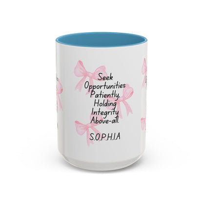 Personalized Pink Bow Accent Coffee Mug