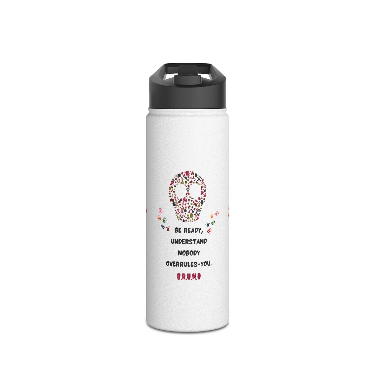 Personalized Initial Quote Hands Skull Stainless Steel Water Bottle
