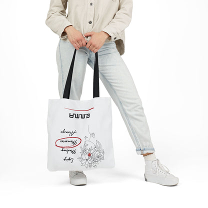 Personalized Initial Quote Floral Girl Canvas Tote Custom Name