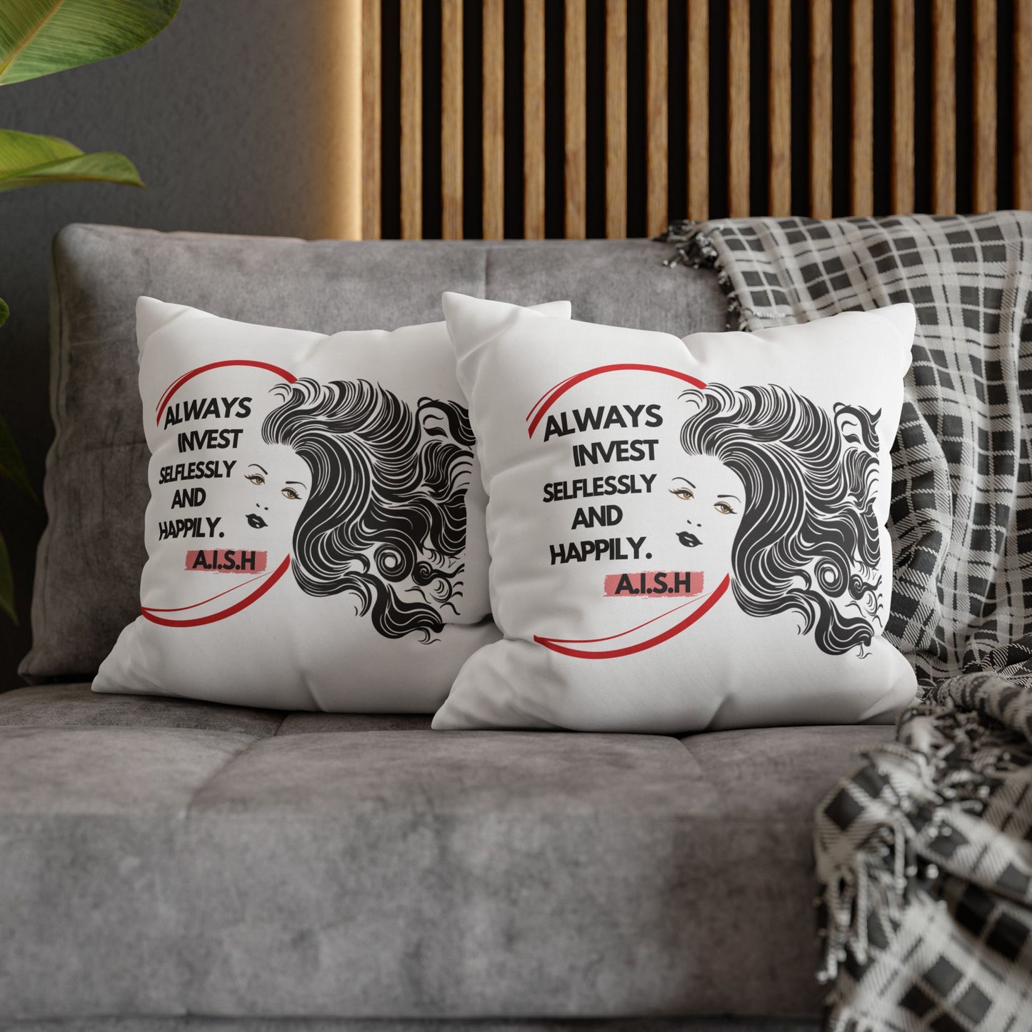 Personalized Initial Quote Inspirational Girl — Custom Sayings on Square Poly Canvas Pillowcase