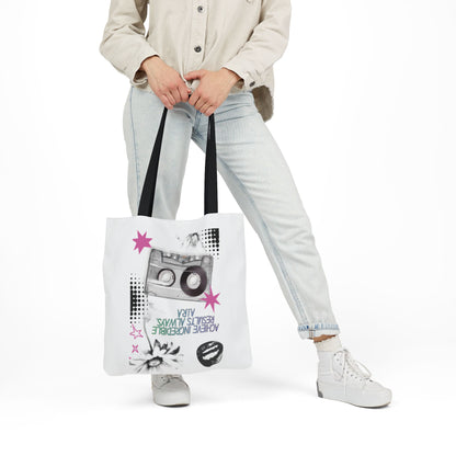 Personalized Initial Quote Cassette Vibes Canvas Tote Custom Name