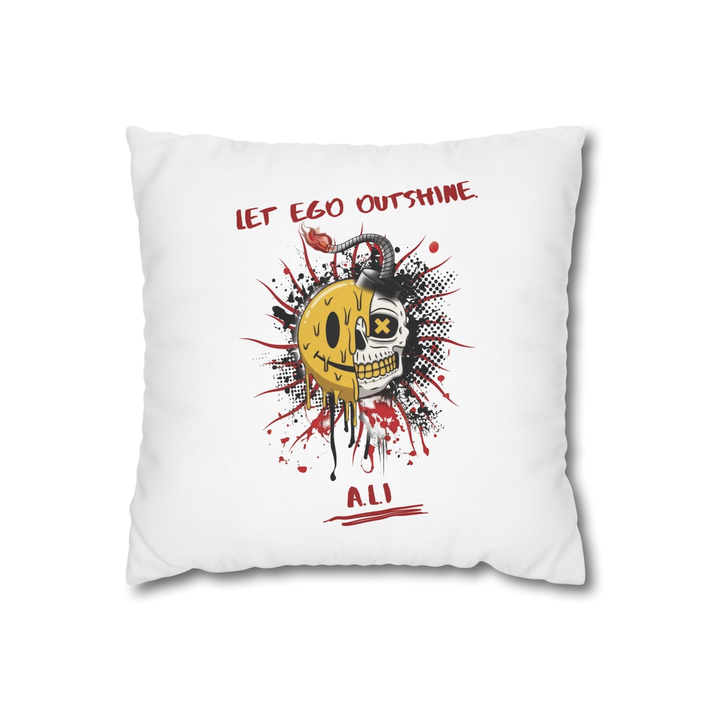 Customized monogrammed pillowcase with personalized quote. High-quality poly canvas square cushion cover, ideal for housewarming, wedding, or anniversary gifts with bespoke text.