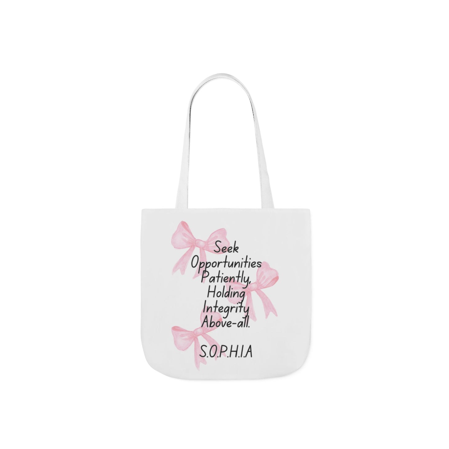 Personalized Initial Quote Pink Bow Canvas Tote Custom Name