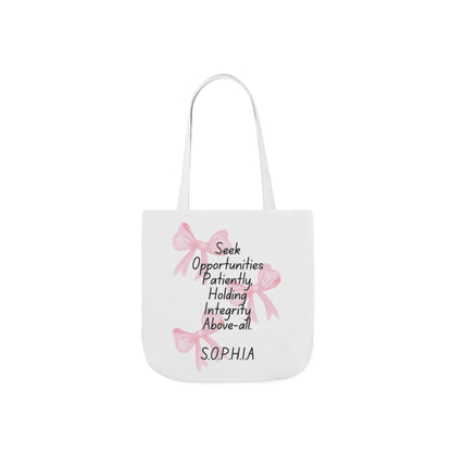 Personalized Initial Quote Pink Bow Canvas Tote Custom Name