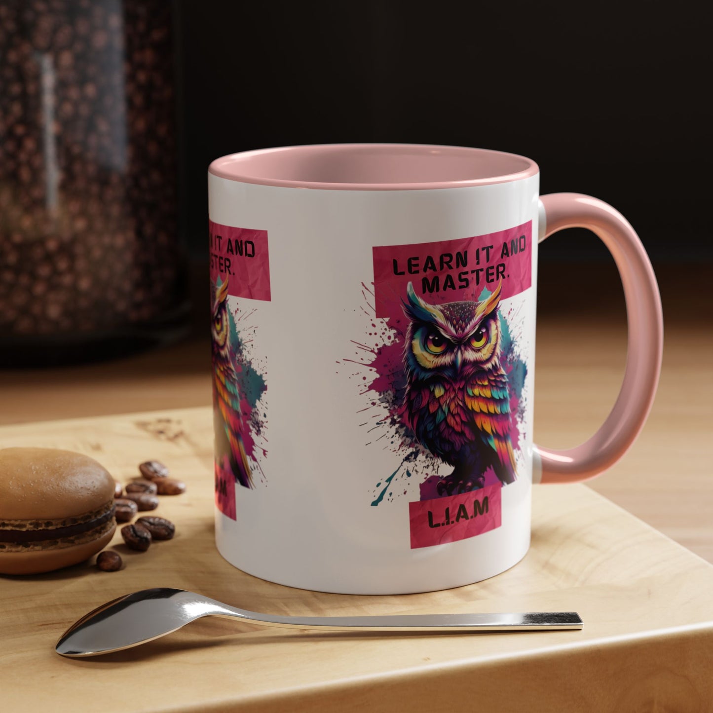 Personalized Initial Owl Accent Coffee Mug