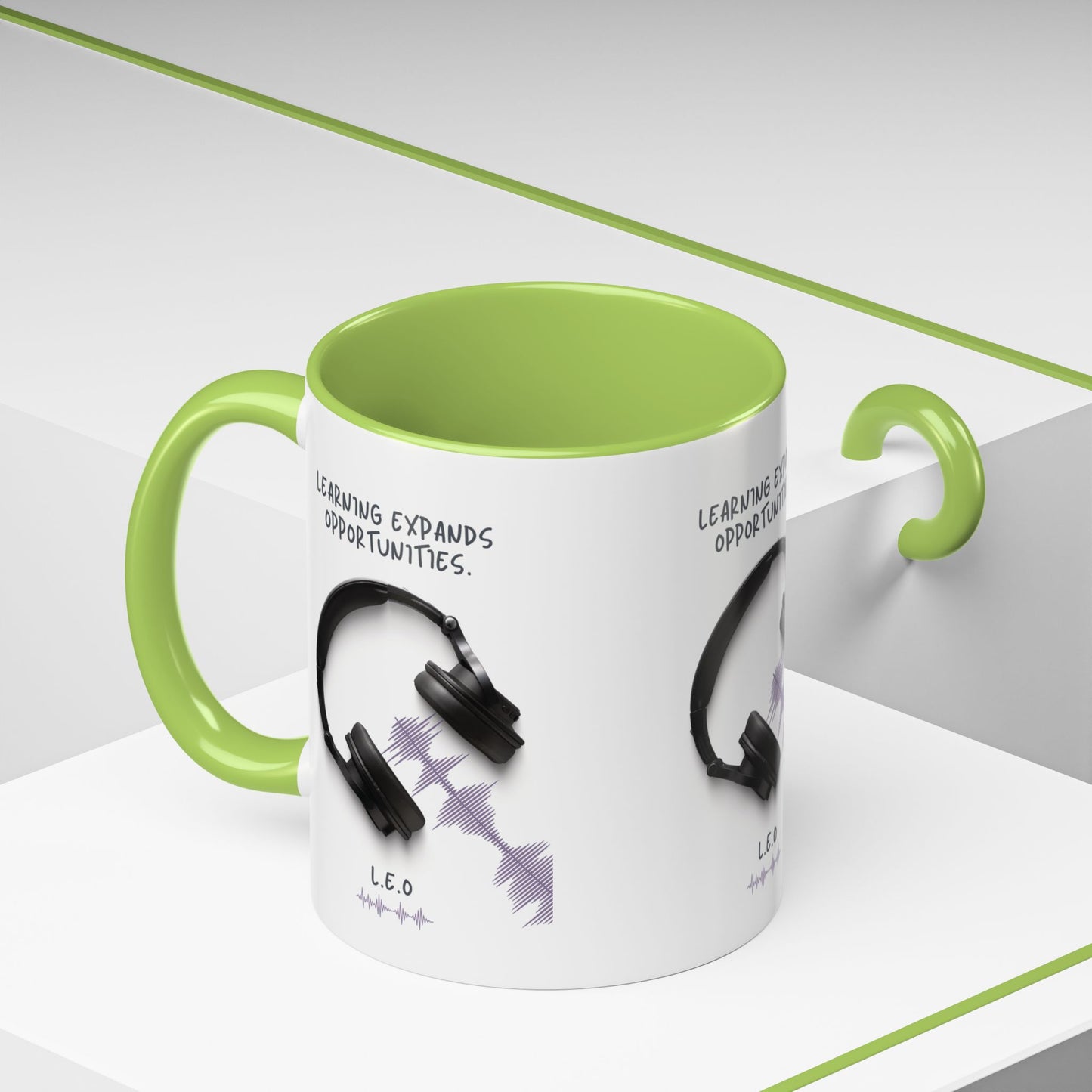 Personalized Initial Headphones Accent Coffee Mug