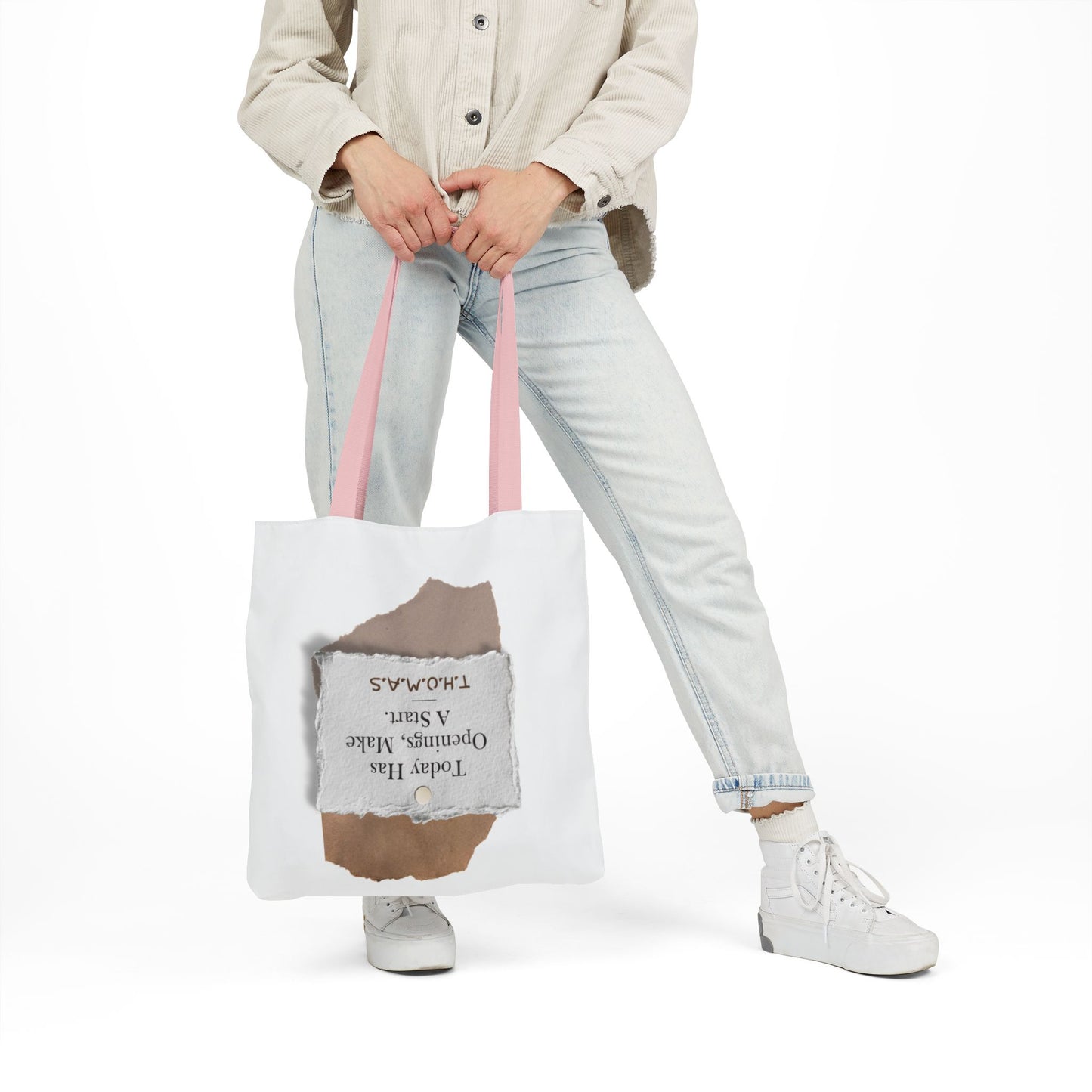 Personalized Initial Quote Torn Paper Canvas Tote Custom Name