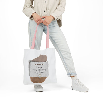 Personalized Initial Quote Torn Paper Canvas Tote Custom Name