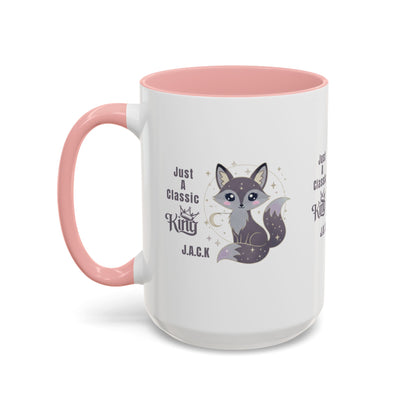 Personalized Initial Fox King Accent Coffee Mug