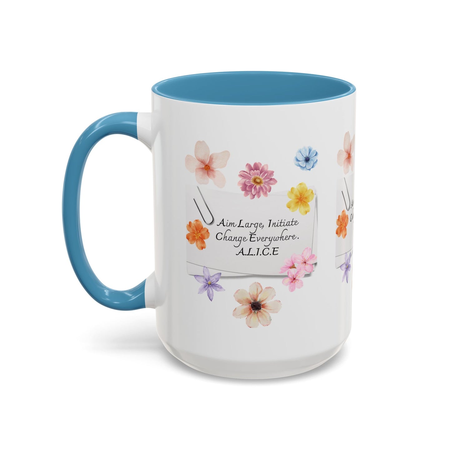 Personalized Floral Clip Note Accent Coffee Mug