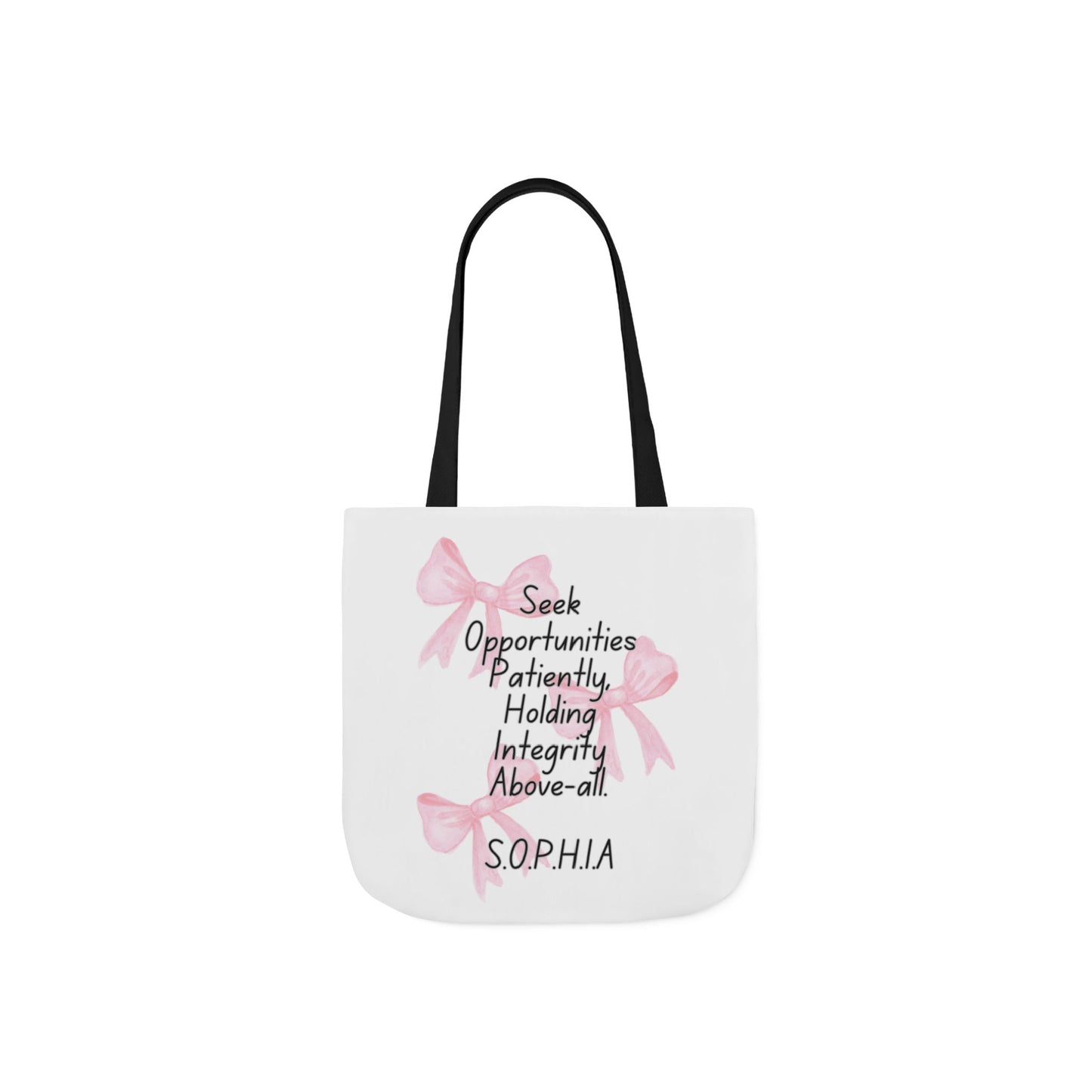 Personalized Initial Quote Pink Bow Canvas Tote Custom Name