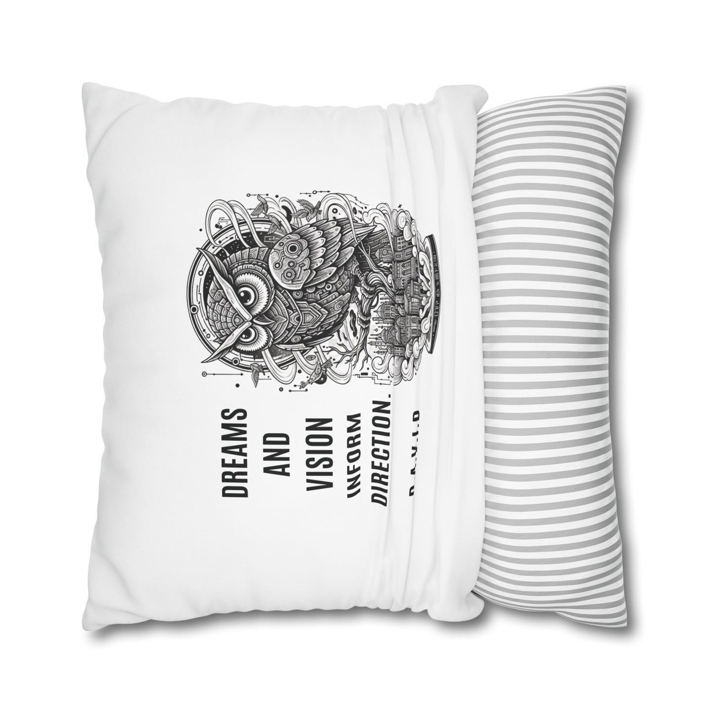 Personalized Initial Quote Owl Vision — Custom Sayings on Square Poly Canvas Pillowcase