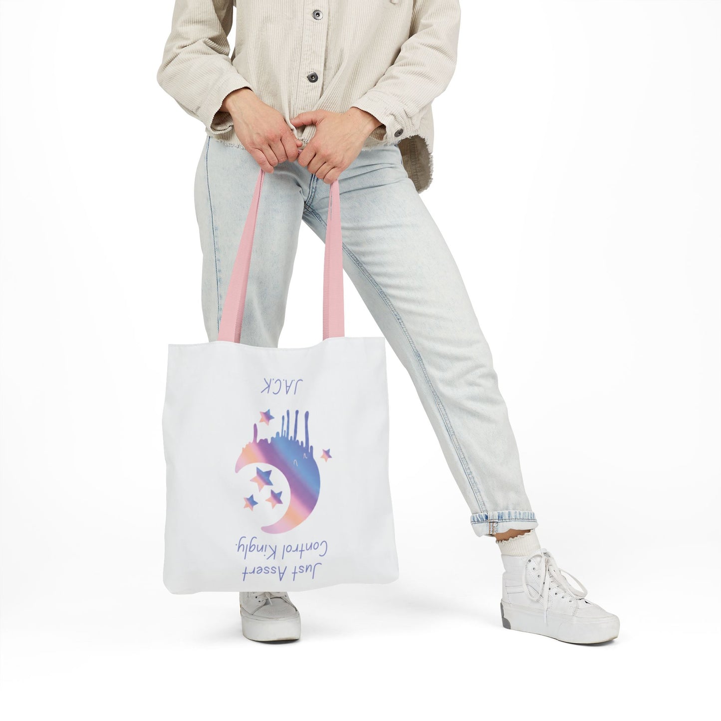 Personalized Initial Quote Moon Dripping Canvas Tote Custom Name