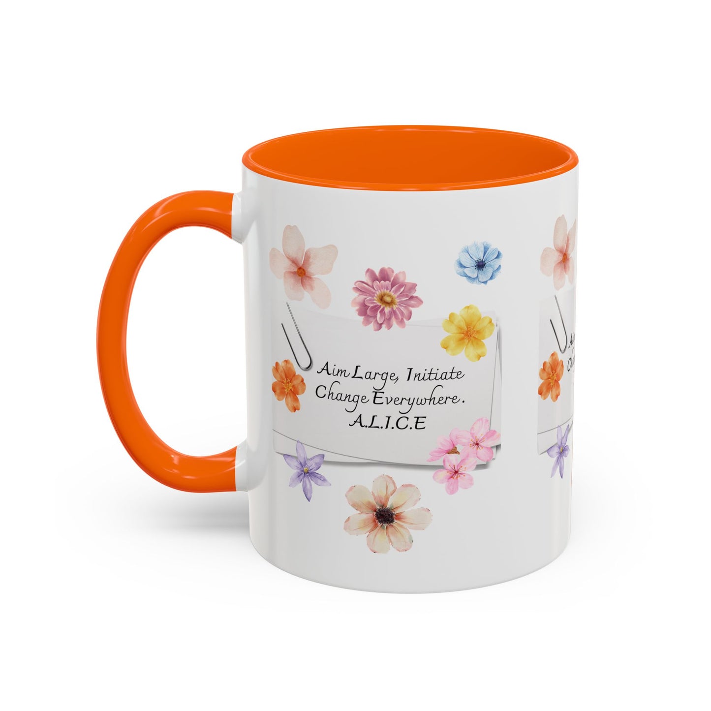 Personalized Floral Clip Note Accent Coffee Mug