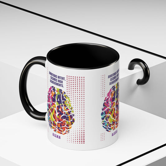 Custom acrostic name mug available in 11oz and 15oz. Features personalized name meaning art and power quotes on premium, dishwasher-safe ceramic. Perfect for office decor and meaningful gifts.