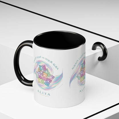 Custom acrostic name mug available in 11oz and 15oz. Features personalized name meaning art and power quotes on premium, dishwasher-safe ceramic. Perfect for office decor and meaningful gifts.