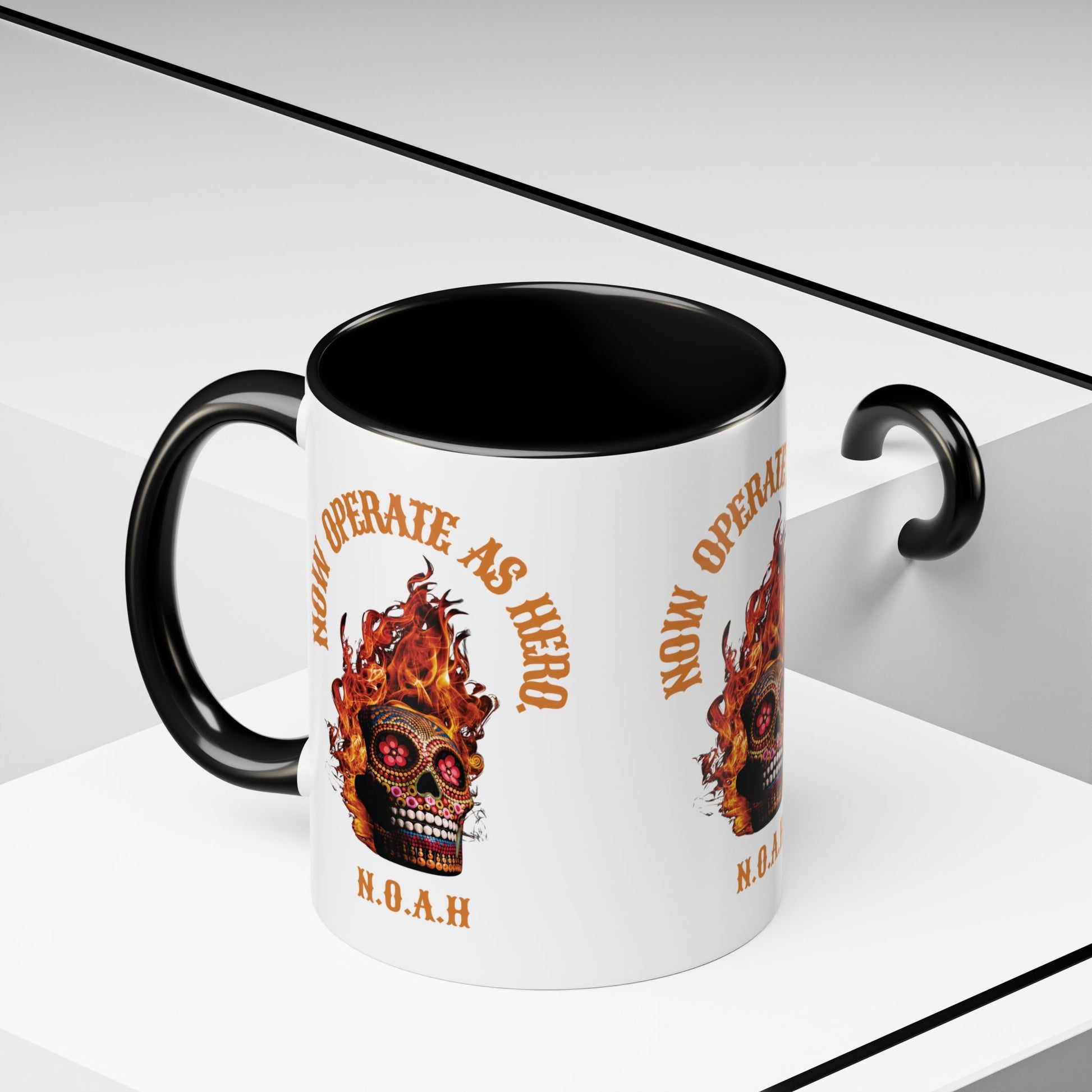 Custom acrostic name mug available in 11oz and 15oz. Features personalized name meaning art and power quotes on premium, dishwasher-safe ceramic. Perfect for office decor and meaningful gifts.