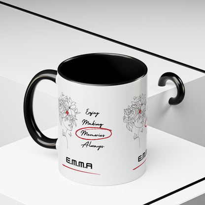 Custom acrostic name mug available in 11oz and 15oz. Features personalized name meaning art and power quotes on premium, dishwasher-safe ceramic. Perfect for office decor and meaningful gifts.