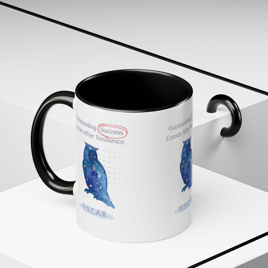 Custom acrostic name mug available in 11oz and 15oz. Features personalized name meaning art and power quotes on premium, dishwasher-safe ceramic. Perfect for office decor and meaningful gifts.