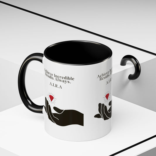 Custom acrostic name mug available in 11oz and 15oz. Features personalized name meaning art and power quotes on premium, dishwasher-safe ceramic. Perfect for office decor and meaningful gifts.