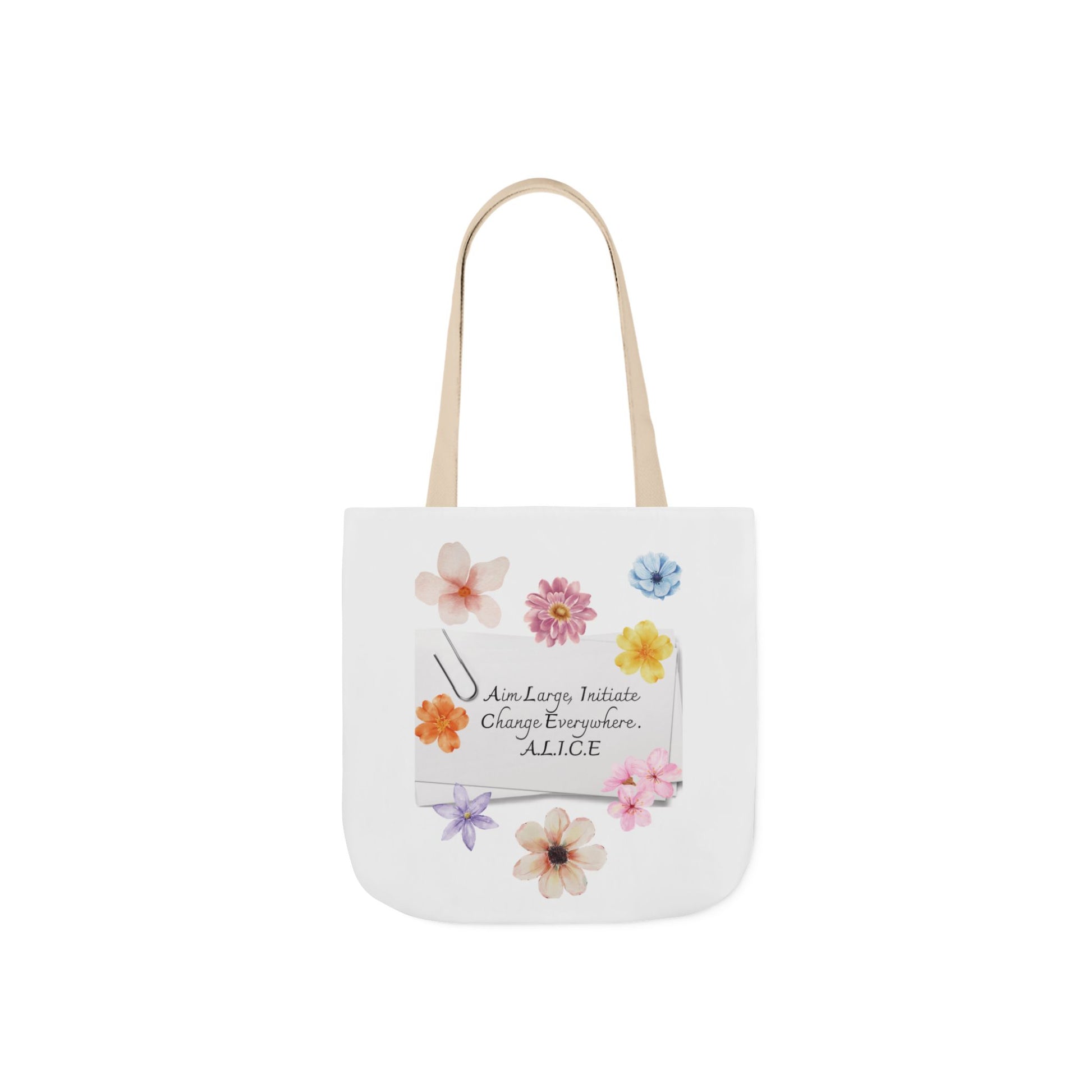 Aesthetic canvas tote bag with custom acrostic name art. Durable, eco-friendly reusable cotton bag featuring a personalized initial quote and minimalist design for sustainable everyday fashion.
