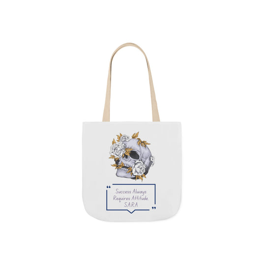 Aesthetic canvas tote bag with custom acrostic name art. Durable, eco-friendly reusable cotton bag featuring a personalized initial quote and minimalist design for sustainable everyday fashion.