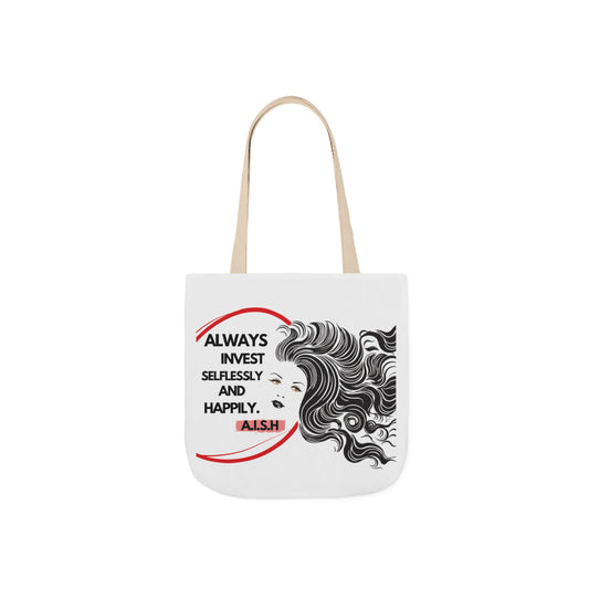 Aesthetic canvas tote bag with custom acrostic name art. Durable, eco-friendly reusable cotton bag featuring a personalized initial quote and minimalist design for sustainable everyday fashion.