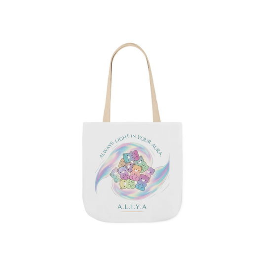 Aesthetic canvas tote bag with custom acrostic name art. Durable, eco-friendly reusable cotton bag featuring a personalized initial quote and minimalist design for sustainable everyday fashion.