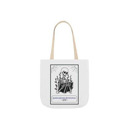 Aesthetic canvas tote bag with custom acrostic name art. Durable, eco-friendly reusable cotton bag featuring a personalized initial quote and minimalist design for sustainable everyday fashion.