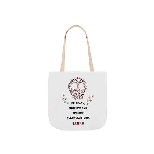 Aesthetic canvas tote bag with custom acrostic name art. Durable, eco-friendly reusable cotton bag featuring a personalized initial quote and minimalist design for sustainable everyday fashion.
