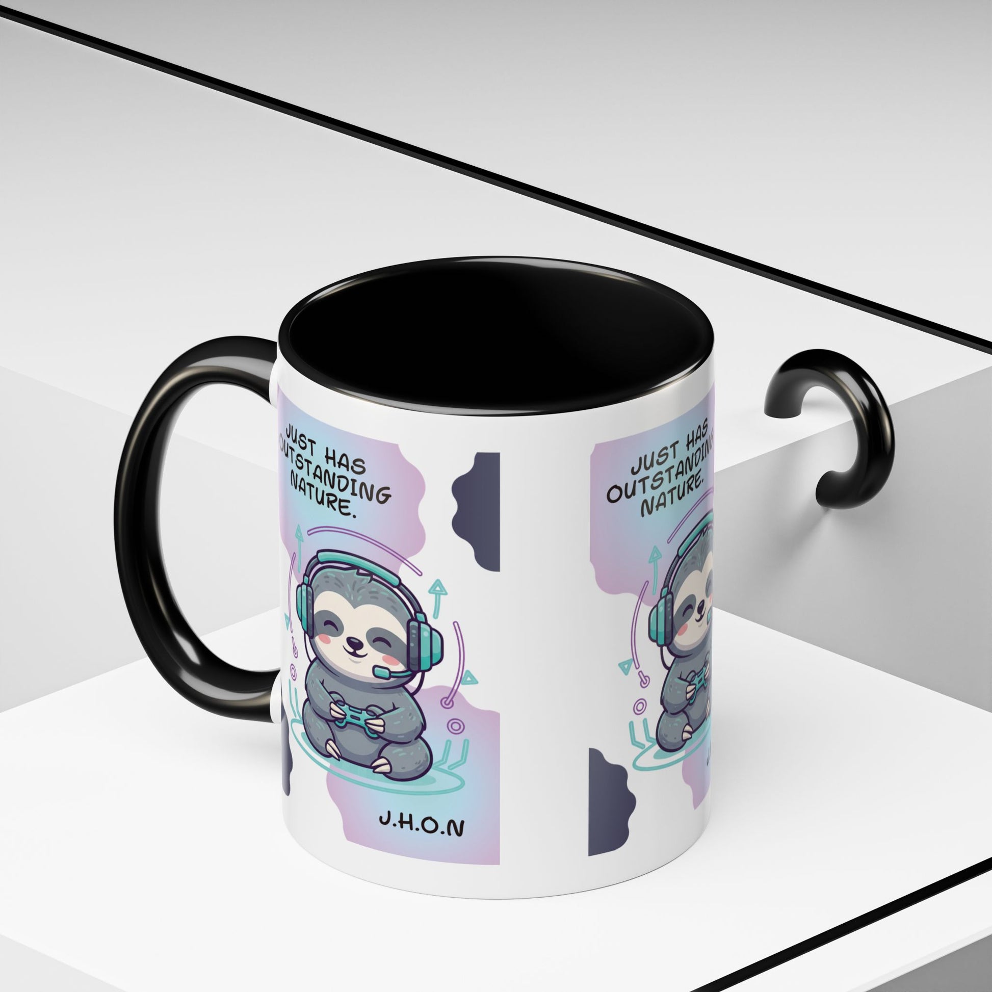 Custom acrostic name mug available in 11oz and 15oz. Features personalized name meaning art and power quotes on premium, dishwasher-safe ceramic. Perfect for office decor and meaningful gifts.