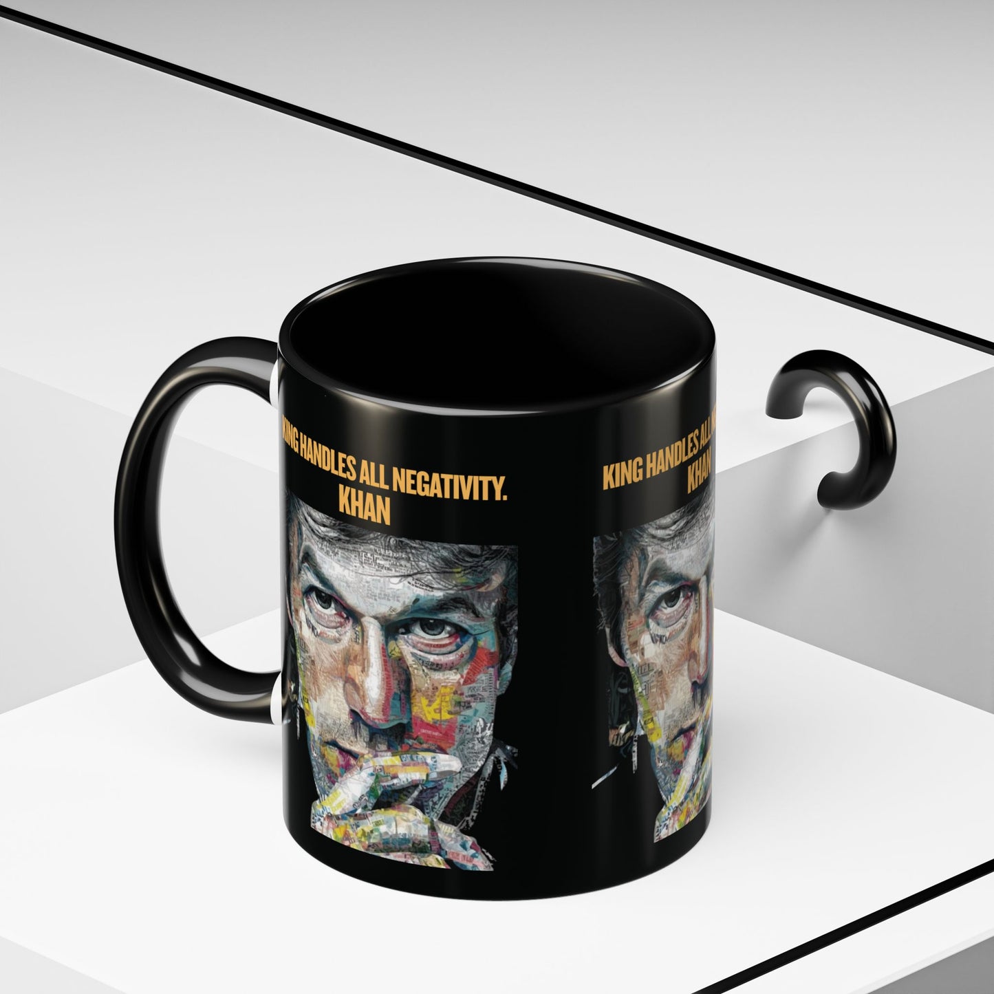 Custom acrostic name mug available in 11oz and 15oz. Features personalized name meaning art and power quotes on premium, dishwasher-safe ceramic. Perfect for office decor and meaningful gifts.